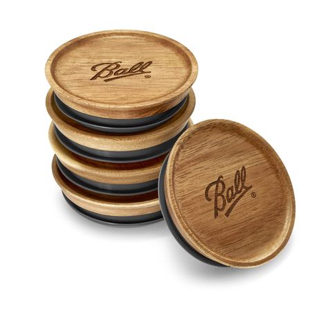 PRICES MAY VARY. Ball Wooden Regular Mouth lids are made with Acacia wood These wooden lids form an airtight silicone seal with Ball jars, making them perfect for dry foods and pantry storage Easy stacking with most Ball jars for cabinet and counter organization Stylish solution for dry foods, as well as decor in any room; natural acacia wood produces unique color variations within each lid Includes 5 wooden lids (jars sold separately) that fit all Regular Mouth Ball jars; BPA-free; not safe for Kilner Jars Kitchen Storage, Mason Jar Hanging Storage, Weck Jar Lid Storage, Madon Jar Storage, Vintage Mason Jar Gifts, Stir Flip Whisk Jars, Wooden Bowl Storage, Glass Jars Lids, Hot Cocoa Bar Storage Jars