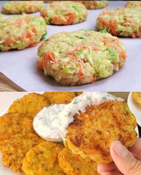 Fresh Cabbage and Carrot Patties Recipe Non Meat Meals, Carrot Patties, Yay Recipes, Rhubarb Dump Cake, Guy Fieri Recipes, Vegetable Fritters, Homemade Veggie Burgers, Snacks Sandwiches, Whole Food Plant Based Recipes