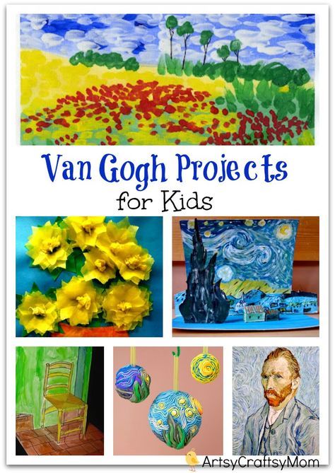 Van Gogh Projects for Kids - 10 Inspiring Ideas to try with your kids, celebrating 'Inspire your Heart with Art Day' starry night, sunflowers, art & craft. Van Gogh For Kids, Famous Artists For Kids, Sunflowers Art, Preschool Art Projects, Edouard Vuillard, Frida Art, Arte Van Gogh, Willem De Kooning, Easy Art Projects