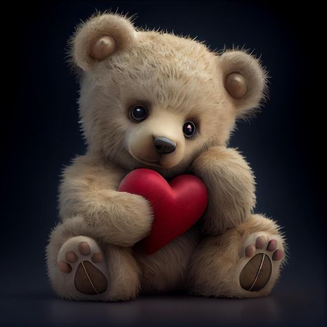 Love Teddy Bear Heart, Teddy Bear With Heart, Bear With Heart, Wallpaper Heart, Teddy Day, Photo Cute, Citation Motivation, Cute Teddy Bear, Bear Valentines