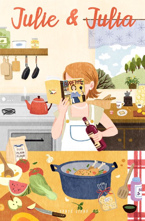 Kitchen Illustration Drawings, Kitchen Illustration Art, Baker Illustration, Julie Julia, Cooking Drawing, Cooking Illustration, Cook Illustration, Kitchen Illustration, Illustration Motion Graphics