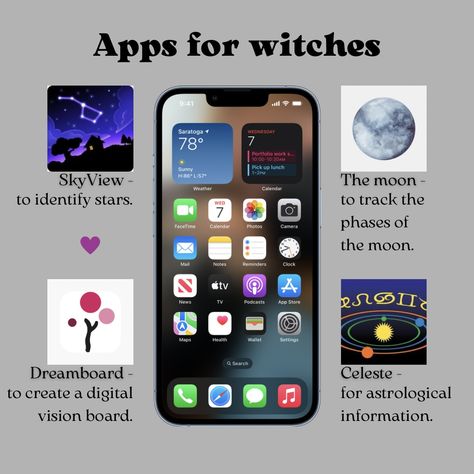 Witch Apps For Android, Apps For Witches, Witchy Apps, Witch Apps, Druid Witch, Weather Calendar, Solstice And Equinox, Hecate Goddess, Spirituality Meditation