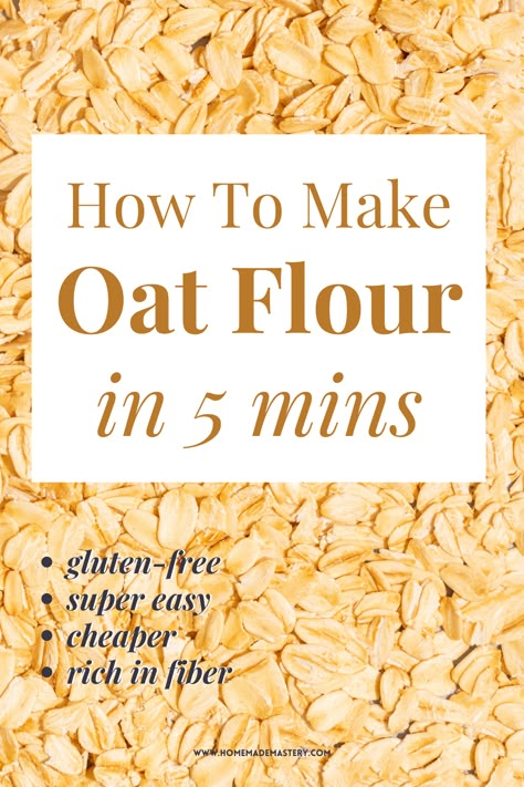 How To Make Oat Flour From Oats, Diy Oat Flour, Baking With Oat Flour, How To Make Oat Flour, Oat Flour Bread Recipe, Homemade Oat Flour, Quaker Oats Recipes, Make Oat Flour, Diy Flour