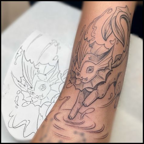 Vaporian Pokemon, Vaporeon Tattoo, Bubble Tattoo, Pokemon Tattoo, Dark Souls, Flower Tattoo, Tatting, Tattoo Ideas, Piercings