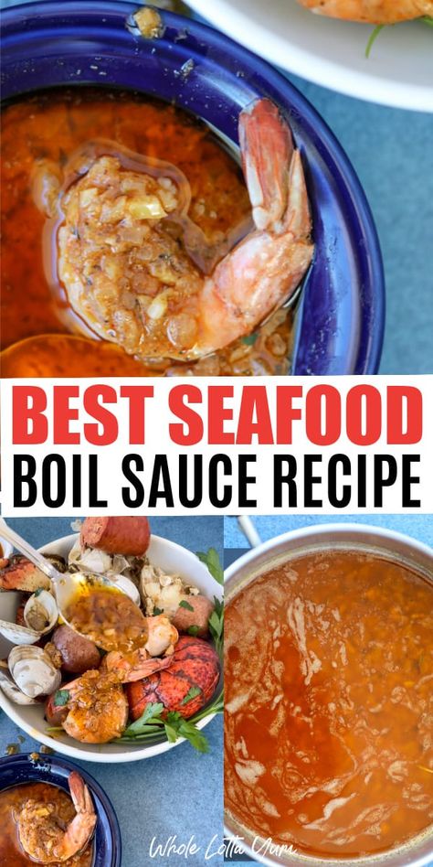 Seafood Boil Bag Sauce, Best Seafood Boil Sauce, Cajun Butter Sauce For Seafood, Seafood Butter Sauce Recipe, Seafood Boil Sauce Recipe, Boil Sauce Recipe, Seafood Sausage, Cajun Butter Sauce, Sauce For Seafood