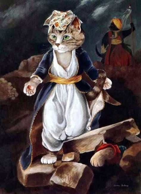 Greece on the Ruins of Missolonghi (Eugène Delacroix) by Susan Herbert Cute Cat Illustration, Image Chat, Cats Artists, Cat Art Print, Cat People, Cats Illustration, Cat Painting, Vintage Cat, Western Art