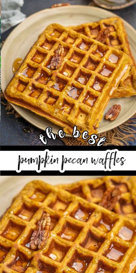 Pecan Waffle Recipe, Classic Waffles, Pumpkin Fluff Dip, Pumpkin Waffles Recipe, Pumpkin Pecan Waffles, Food Calorie Chart, Pecan Pumpkin, Pecan Waffles, Pumpkin Spice Granola