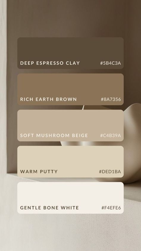 Colour Palette Inspiration Neutral, White Neutral Color Palette, Brown Tone Palette, Earthy Color Palette Interior Design, White And Neutral Color Palette, Cozy Earth Tone Color Palette, Colour Palette Neutral Earth Tones, Neutral Colour Palette Interior Design, Almond Color Aesthetic