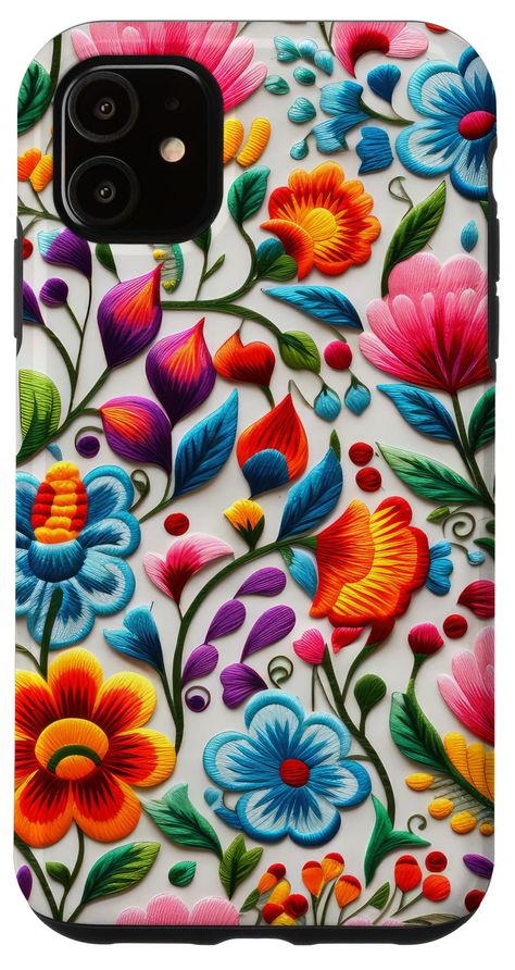 PRICES MAY VARY. Cute vintage flower illustration with colorful intricate colorful botanicals. Perfect for anyone who loves elegant cottagecore wildflowers and floral mexican folk art. Boho spring and summer floral aesthetic. Mexican Folk Art Floral Embroidery Pattern Heritage Otomi Two-part protective case made from a premium scratch-resistant polycarbonate shell and shock absorbent TPU liner protects against drops Printed in the USA Easy installation Elegant Cottagecore, Painting Fence, Mexican Cafe, Vintage Flower Illustration, Mexican Folk Art Decor, Mexican Embroidery Designs, Mexican Art Painting, Folk Art Floral, Mexican Artwork