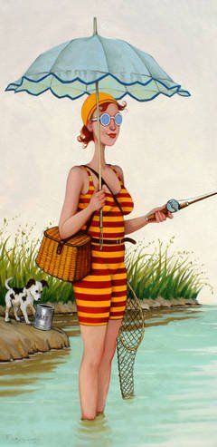 Fred Calleri, Beryl Cook, Eclectic Paintings, Bait And Switch, Under My Umbrella, Watercolor Wallpaper, Art Et Illustration, Painting Class, Canvas Paper