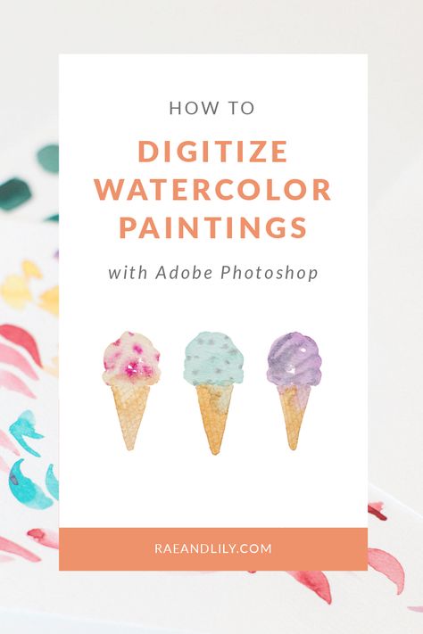 Digitizing Watercolour Paintings How To Digitize Artwork, Selling Watercolor Art, Watercolour Graphic Design, Digitizing Artwork, Watercolor Studio, Watercolor Pattern Design, Watercolor Business, Photoshop Watercolor, Watercolor Paper Texture