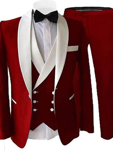 3 Piece Wedding Suit, Suit For Men Wedding, Formal Suits Men, Red Tuxedo, Prom For Guys, Red And White Weddings, Prom Tuxedo, Red Shawl, Suits Wedding