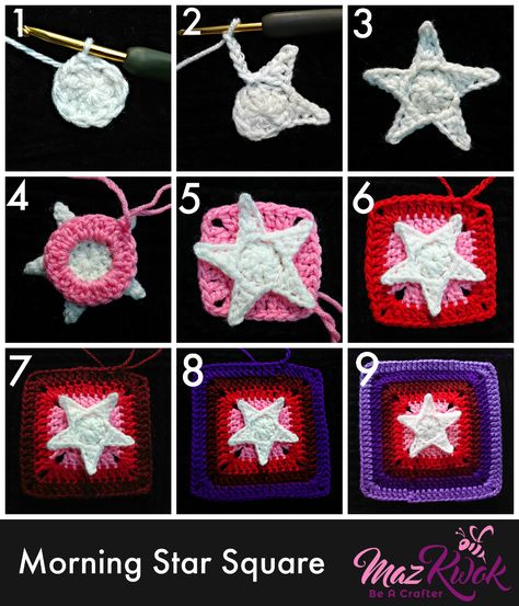 Star Granny Square, Crochet Quilts, 5 Pointed Star, Solid Granny Square, Granny Square Crochet Patterns Free, Crochet Star, 4mm Crochet Hook, Crochet Dishcloth, Crochet Stars