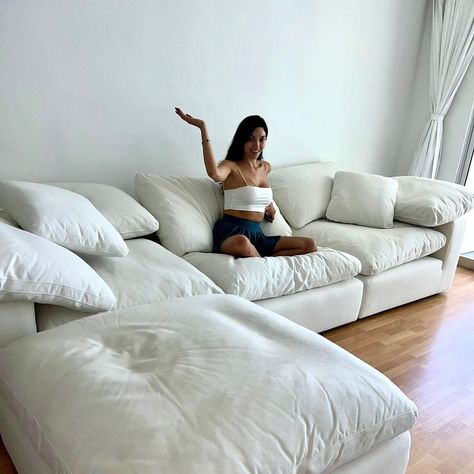 We love seeing our customers showing off their new Garelli Cloud couches! 😍☁️ Send us your best Garelli cloud sofa shot 📸 to be featured in our page! If you haven’t had your chance to get your hands on a Garelli Cloud, send us a message and we’ll be happy to help! ☁️✨ Now offering Financing ‼️ #GarelliFurniture #CloudCouch #CloudCouchDupe White Cloud Sofa, Cloud Couches, Cloud Couch, Cloud Sofa, Sofa Frame, White Cloud, L Shaped Sofa, L Shape, Be Happy