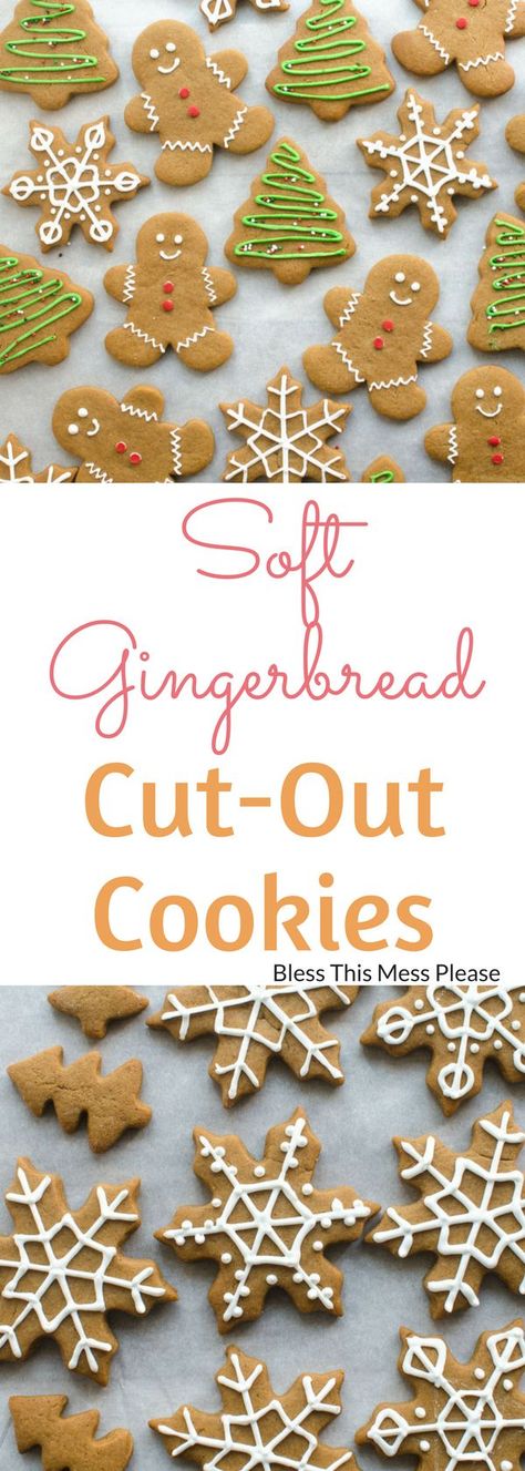 Soft Gingerbread Cut-Out Cookies ~ These soft gingerbread cut-out cookies are sweet, soft, and lightly spiced. They will quickly become a family favorite for the holidays! Best Gingerbread Cookies, Soft Gingerbread, Soft Gingerbread Cookies, Ginger Bread Cookies Recipe, Xmas Cookies, Christmas Cooking, Cut Out Cookies, Christmas Goodies, Holiday Cooking