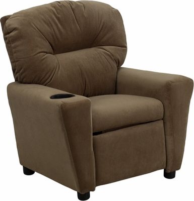 Contemporary Brown Microfiber Kids Recliner with Cup Holder Brown Recliner, Kids Recliners, Trending Furniture, Design Living Room, Kids Chairs, Design Furniture, Kids Furniture, Recliner Chair, Contemporary Furniture