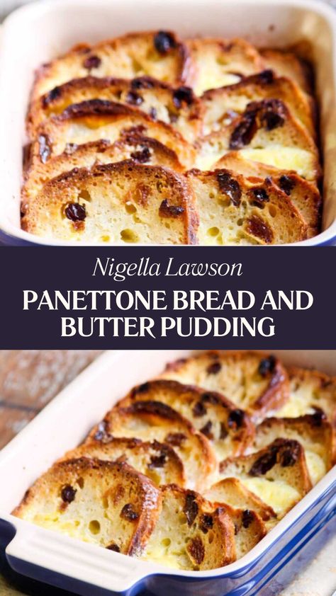 Nigella Panettone Bread And Butter Pudding Boiled Fruit Cake, Panettone Bread, Nigella Lawson Recipes, Actifry Recipes, Butter Pudding, British Desserts, Bread And Butter Pudding, Milk It, Fruitcake Recipes