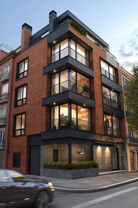 Loft Building Exterior, 4 Story Apartment Buildings, Multiuse Building Architecture, Modern Multifamily Architecture, Outside Of Apartment Building, La Apartment Building, Exterior Apartment Building, Condominium Exterior Design, Apartment Block Exterior