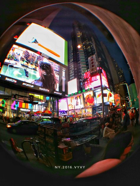 #fisheye #manhattan #newyork Summer 2016, Manhattan, Times Square, Photo Wall, New York, Wall, Travel, Quick Saves