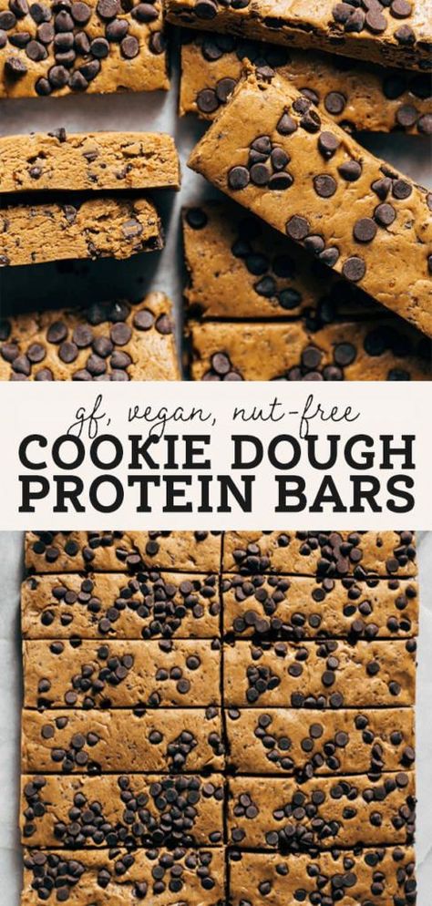 Dairy Free Protein Bars, Cookie Dough Protein Bars, Homemade Protein Bars, Nut Free Cookies, Gluten Free Protein Bars, Cookie Dough Protein, Homemade Cookie Dough, Best Protein Bars, Homemade Cookie