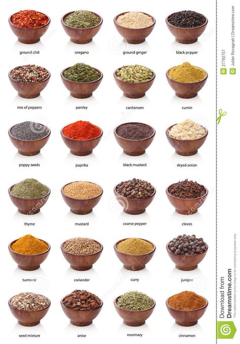 Photo about Different spices isolated on white background. Large Image. Image of paprika, condiment, pepper - 27792757 Green Vegetables List, Beef Biryani Recipe, Fruits And Vegetables List, Beef Biryani, Food Lessons, Paprika Spice, Spice Blends Recipes, Cooking Dried Beans, Spice Mix Recipes