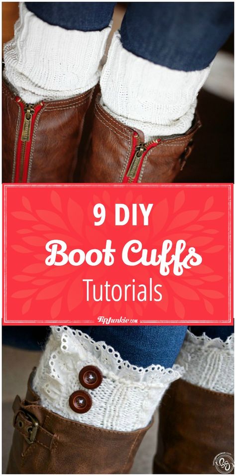 9 DIY Boot Cuffs Tutorials – Tip Junkie Diy Boot Cuffs, Knitting Patterns Hats Women, Halloween Costume Patterns, Cuffs Diy, Crochet Boot Cuff, Lace Boot Cuffs, Beginner Knit Scarf, Crochet Boot Cuffs, Super Saturday