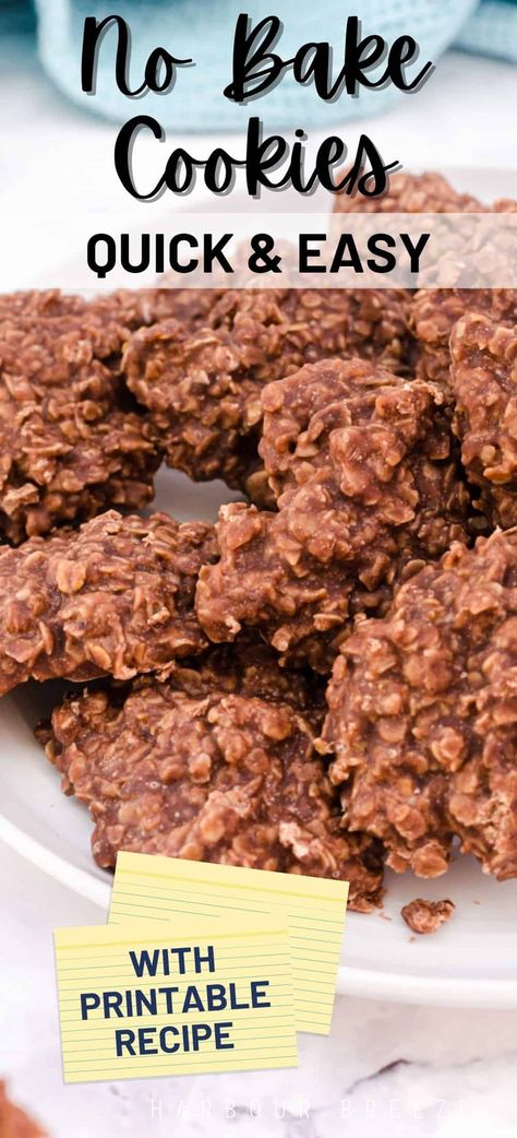 Peanut Butter Oatmeal No Bake, No Bake Cookies Peanut Butter, Classic No Bake Cookies, No Bake Cookies Recipe Peanut Butter, Oatmeal No Bake, Peanut Butter And Oatmeal, Chocolate Peanut Butter Oatmeal Cookies, No Bake Cookie Recipe, No Bake Cookies Recipe