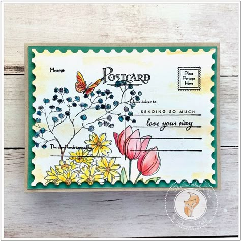 A Vintage Postcard Filled With Flowers - The Foiled Fox Handmade Postcards Ideas, Post Card Ideas Creative, Post Card Design Ideas, Postcard Design Ideas Creative, Post Card Design Creative, Vintage Postcard Aesthetic, Postcard Art Ideas, Artist Postcards, Postcard Design Ideas