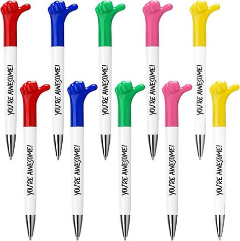 Ample Amount to Use: you will receive 25 pieces thumbs up thank you pens in 5 colors, red, dark blue, green, yellow and rose red, 5 of each color; The number and color are enough for you to give to your coworkers, students, classmates, teachers, family, friends, colleagues and more the cute appreciation gifts for coworkers featuring gesture pen cap design, lovely and generous, printed with the beautiful [you're awesome] words, which can be applied as gifts for friends Thanksgiving Employee Gifts, Employee Appreciation Gifts Diy, Housekeeping Week, Thanksgiving Appreciation, Memo Writing, Staff Appreciation Gifts, Small Thank You Gift, Volunteer Gifts, Staff Gifts