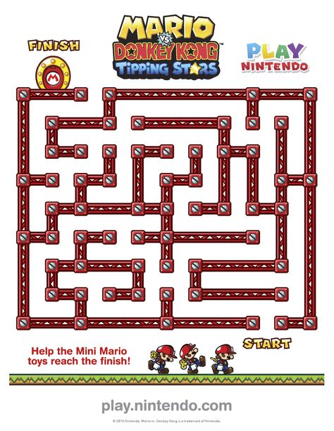 Mario vs. Donkey Kong: Tipping Stars Printable Maze - Play Nintendo. Game Mario Bros, Mini Mario, Super Mario Brothers Birthday, Paw Patrol Stickers, Mario Crafts, Nintendo Party, Mario Toys, Super Mario Bros Birthday Party, Super Mario Bros Party