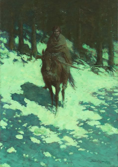 Color Of Night, Frederic Remington, Western Artwork, Western Artist, West Art, Cowboy Art, National Gallery Of Art, Night Painting, Oblivion