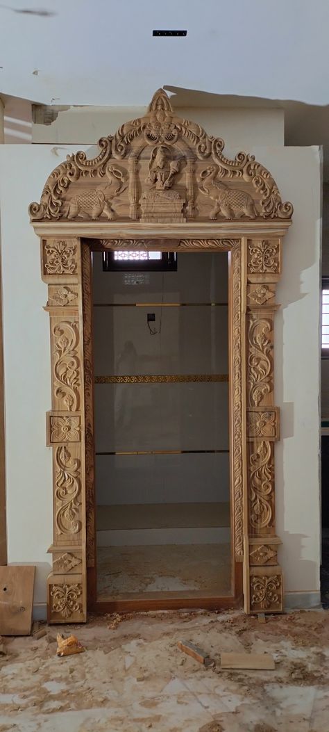 Pooja Room Door, Pooja Door, Pooja Door Design, Flush Door Design, Indian Temple Architecture, Flush Door, Staircase Storage, Home Door Design, Free House Plans