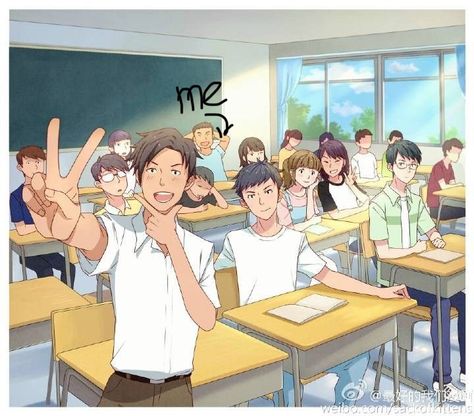 Anime School Friends Group, Anime Students Group, Anime Group Of Friends Schools, My Dream School Drawing, Anime Group Of Friends, Place In Society, Photo Manga, Friends Illustration, Anime Group