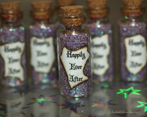 Happily Ever After magical Wedding Favors Fairy Tale Wedding Disney Inspired Color Options by Life is the Bubbles Halloween Wedding Favors, Disney Wedding Favors, Wedding Disney, Disney Inspired Wedding, Small Glass Bottles, Boda Mexicana, Fairy Wedding, Wedding Favors Cheap, Fantasy Wedding