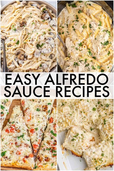 If you are an Alfredo lover, you are going to love this collection of Alfredo Sauce Recipes using our popular and delicious sauce! Alfredo Sauce Ideas, Ragu Alfredo Sauce Recipes Pasta, Alfredo Sauce Dishes, Alfredo Sauce Uses, Uses For Alfredo Sauce, Chicken And Alfredo Sauce Recipes, Alfredo Jar Sauce Recipes, Rao’s Alfredo Sauce Recipes, Things To Make With Alfredo Sauce