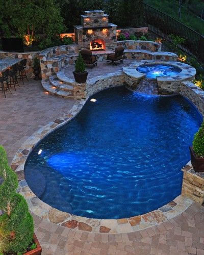 #mydreambackyard by Fluid Dynamics Pool and Spa Inc.  Fullerton, CA, US 92838 · 20 photos  Traditional Pool with Fireplace  http://www.fluiddynamicspools.com Designer Pools, Dream Backyard Pool, Pools Backyard Inground, Pool Remodel, Swimming Pool Ideas, Small Pool Design, Backyard Renovations, Luxury Pools, Garden Fun