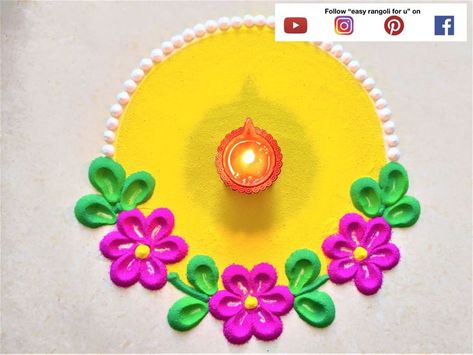 #flowerrangoli #rangoli #rangolidesigns #kolam #muggulu #mugguludesigns #easyrangoli Diwali Poster Rangoli, Mini Rangoli, Dhanteras Rangoli, Basic Flower, Daily Rangoli Designs, Poster Rangoli, Rangoli Designs Videos, Festival Of Colours, Minimal Flower