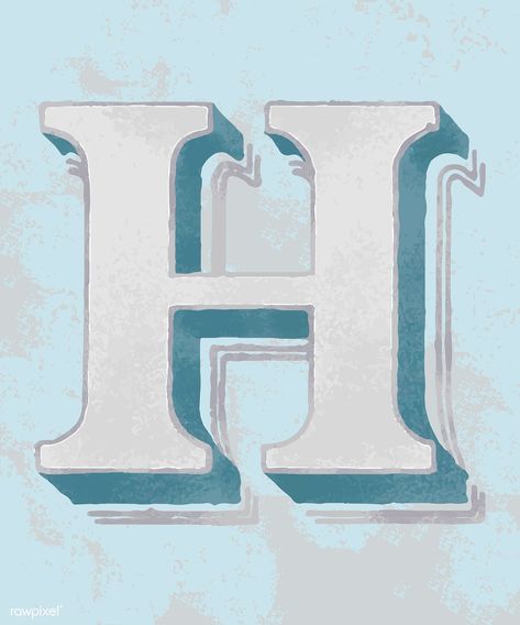 H Calligraphy, Calligraphy H, Capital H, Alphabet H, Retro Alphabet, Blue Typography, H Letter, Scrapbook Letters, Pretty Letters