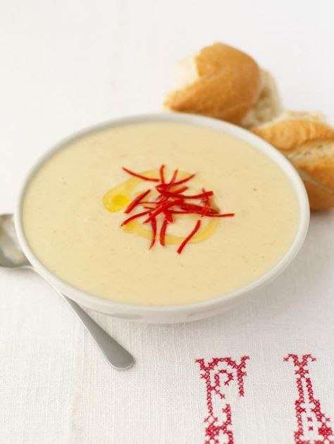 Spicy parsnip soup | Jamie Oliver | Food | Jamie Oliver (UK) Spicy Parsnip Soup, Parsnip Recipes, Parsnip Soup, Jamie Oliver Recipes, Coconut Soup, Winter Soups, Piece Of Bread, Parsnips, Jamie Oliver