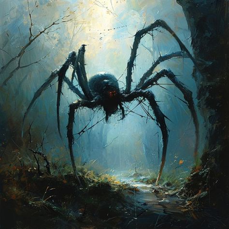 Spider Scary Art, Spider Monster Concept Art, Dnd Spider Monster, Insect Monster Concept Art, Spider Monster Art, Dnd Spider, Horror Moodboard, Magic Spider, Horror Spider