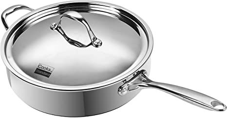 Cooks Standard 10.5-Inch/4 Quart Multi-Ply Clad Deep Saute Pan with Lid, Stainless Steel Deep Pan, Deep Frying Pan, Induction Cookware, Baking Kitchen, Deep Frying, Stainless Steel Cookware, Cooking Pan, Pots Pans, Kitchen Products