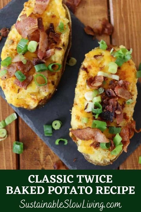 Easy Twice Baked Potatoes, Best Twice Baked Potatoes, Potatoe Skins Recipe, Baked Potato Skins, Twice Baked Potato, Best Side Dish, Potato Filling, Best Macaroni Salad, Creamed Onions