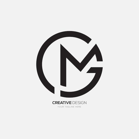 Vector rounded shape modern letter c m g... | Premium Vector #Freepik #vector #minimal #logo-design #line-art #business-logo C M Monogram, M G Logo, Creative Line Art, Line Art Minimal, M Monogram, M Letter, M Logo, Media Logo, Art Minimal