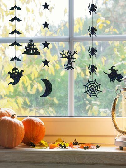 Halloween Window Decor, Bat Hanging, Office Halloween Decorations, Halloween Hanging Decorations, Halloween Office, Festival Atmosphere, Spider Decorations, Spiders Scary, Ghost Bat