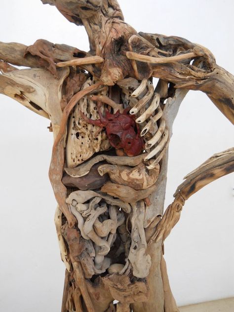 Creepy Statues, Anatomical Study, Driftwood Art Sculpture, Driftwood Sculptures, Pottery Plant Pot, Driftwood Art Diy, Driftwood Ideas, Anatomy Sculpture, Human Sculpture