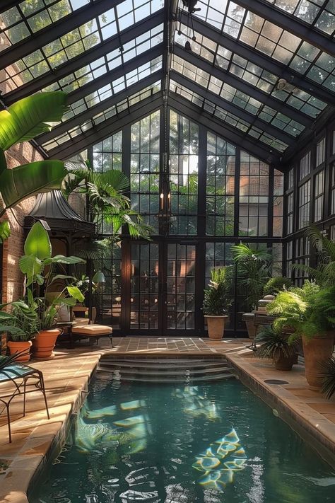 21 Stunning Small Pool Design Ideas for Tiny backyards 58 Indoor Pool Conservatory, Indoor Lap Pool Home, Small Pool Oasis, Indoor Pools In Houses Dream Homes, Pool Inside Greenhouse, Indoor Pool Sunroom, Indoor Pool Greenhouse, Pool In Greenhouse, Pool And Hot Tub Combo