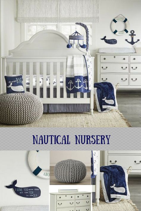 Sail Boat Nursery Theme, Sailor Nursery Baby Boy, Baby Boy Nautical Nursery, Simple Baby Shower Decorations Boy, Nautical Boy Nursery, Nautical Playroom, Nautical Nursery Ideas, Nautical Nursery Theme, Boy Nautical Nursery