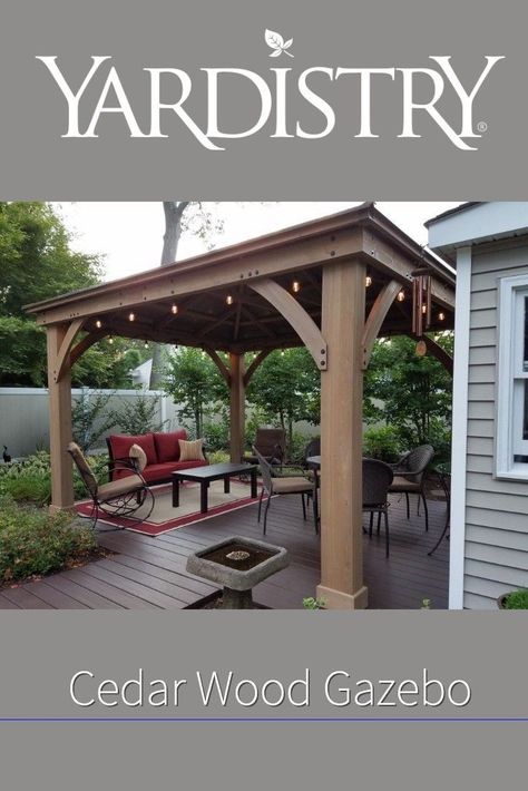 (ad) Transform your tired old outdoor entertaining area into a stylish, modern, and relaxed oasis. Visit to view all the projects for this makeover. Pergola Arch, Yardistry Gazebo, Back Deck Designs, Wood Gazebo, Boho Tent, Stacked Stones, Gazebo On Deck, Diy Gazebo, Gazebo Roof