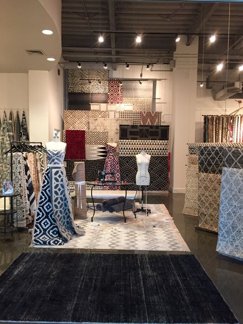 Great Display at a Rug Company Rug Store Display Retail Design, Carpet Display Ideas Retail, Rug Showroom Display, Rugs Showroom Display, Rug Display Ideas Retail, Rug Display, Carpet Sample Display, Handloom Showroom Interior, Carpet Store Showroom