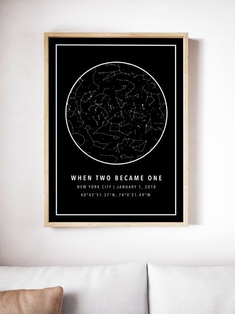 Valentines Day Tablescapes, Map Of The Night Sky, Star Map Constellations, Constellation Chart, Fun Valentines Day Ideas, Unique Engagement Gifts, Constellation Map, Wedding Map, Star Chart